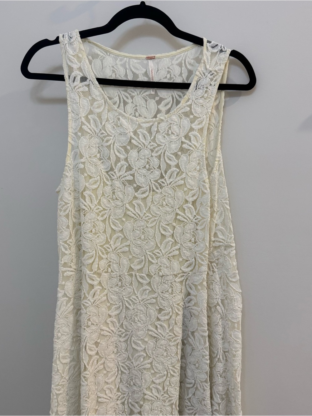 Free People Ivory Floral Lace Slip Dress